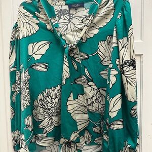 RACHEL Rachel Roy Teal and White Floral Blouse